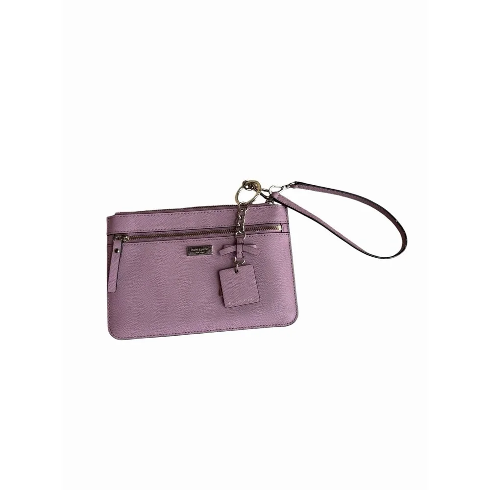 Kate Spade Lilac Mauve Wristlet Punch Out Gold Live Colorfully Keychain Included